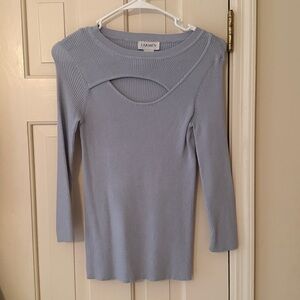 Carmen Marc Valvo Soft Blue Knit Top